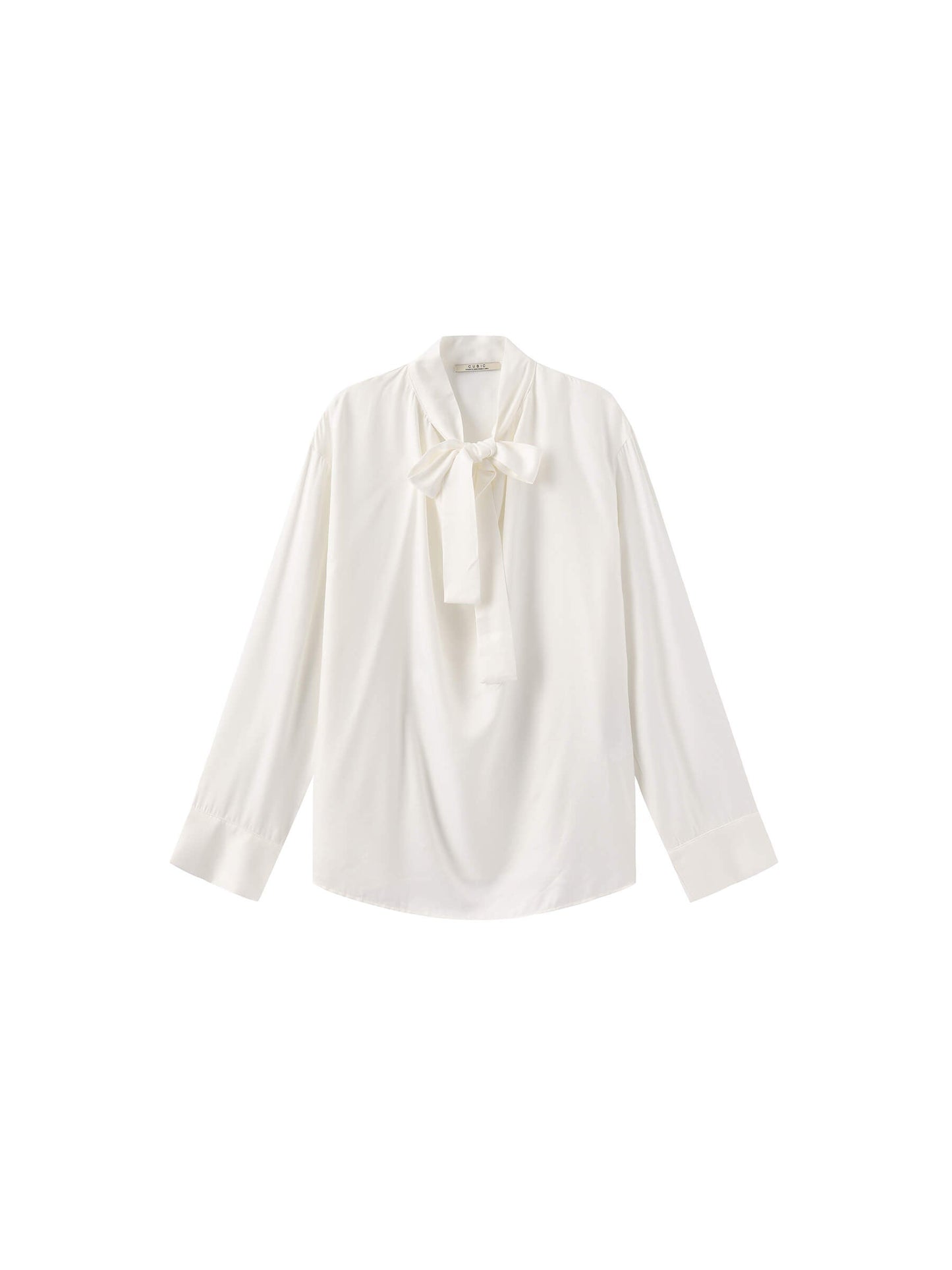 Oversize Satin Blouse with Tie