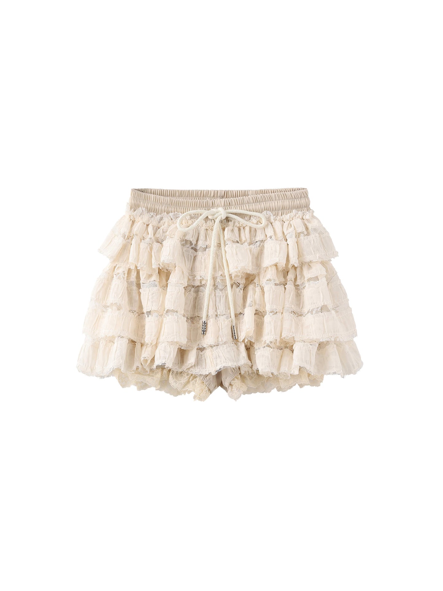 Lace Tiered Mini Skirt with Elastic Waist