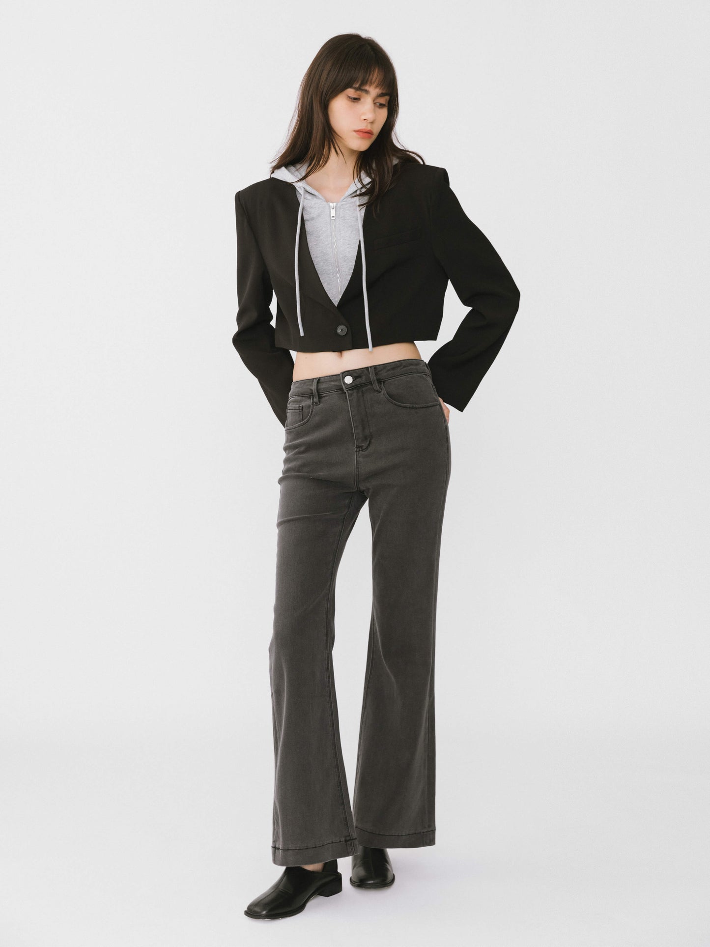 High Waisted Skinny Flared Jeans