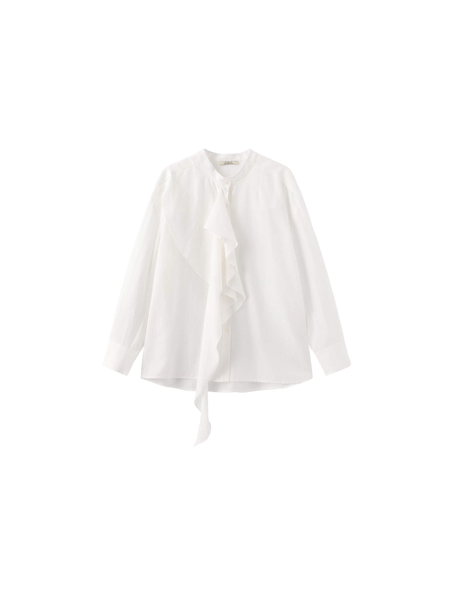 Ruffle Neck Tie Long Sleeve Shirt