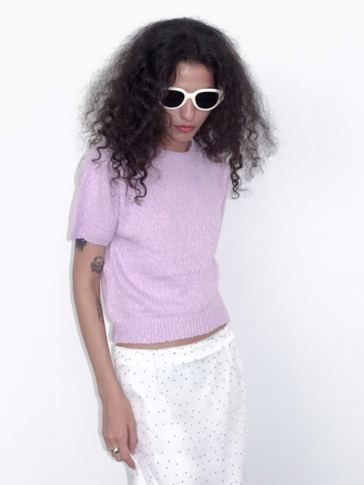 Round Neck Loose Knit T-Shirt