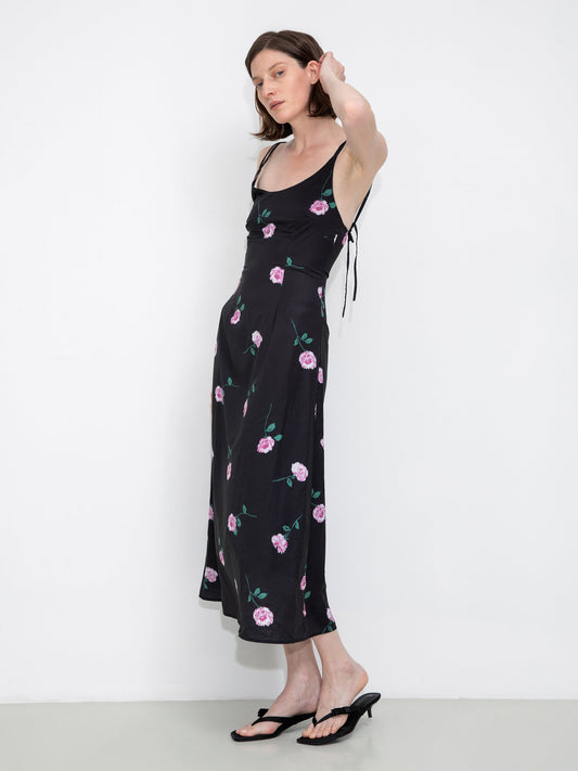 Rose Printed Fitted Sling Dress