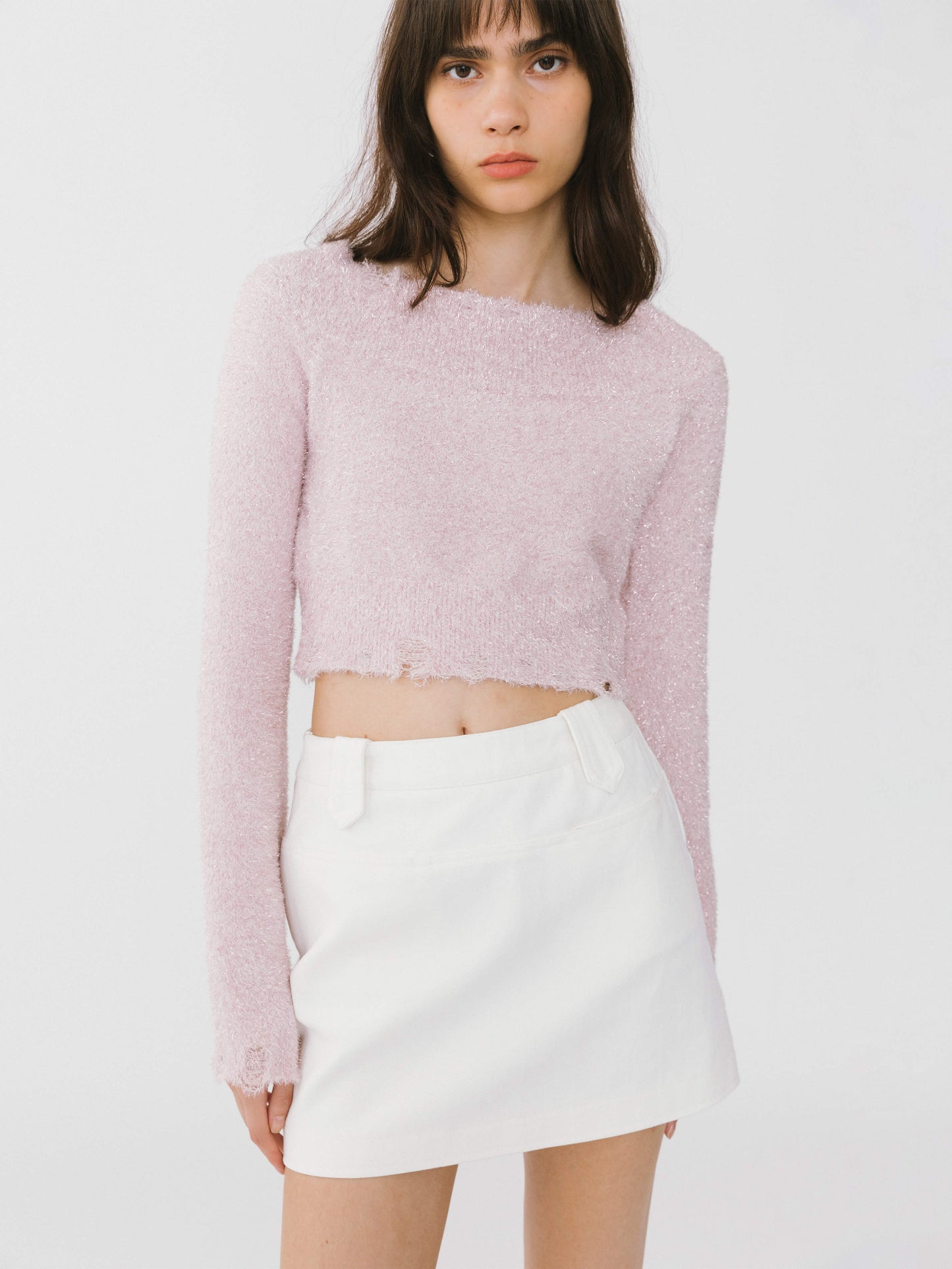 Off-Shoulder Long Sleeve Knit Crop Top