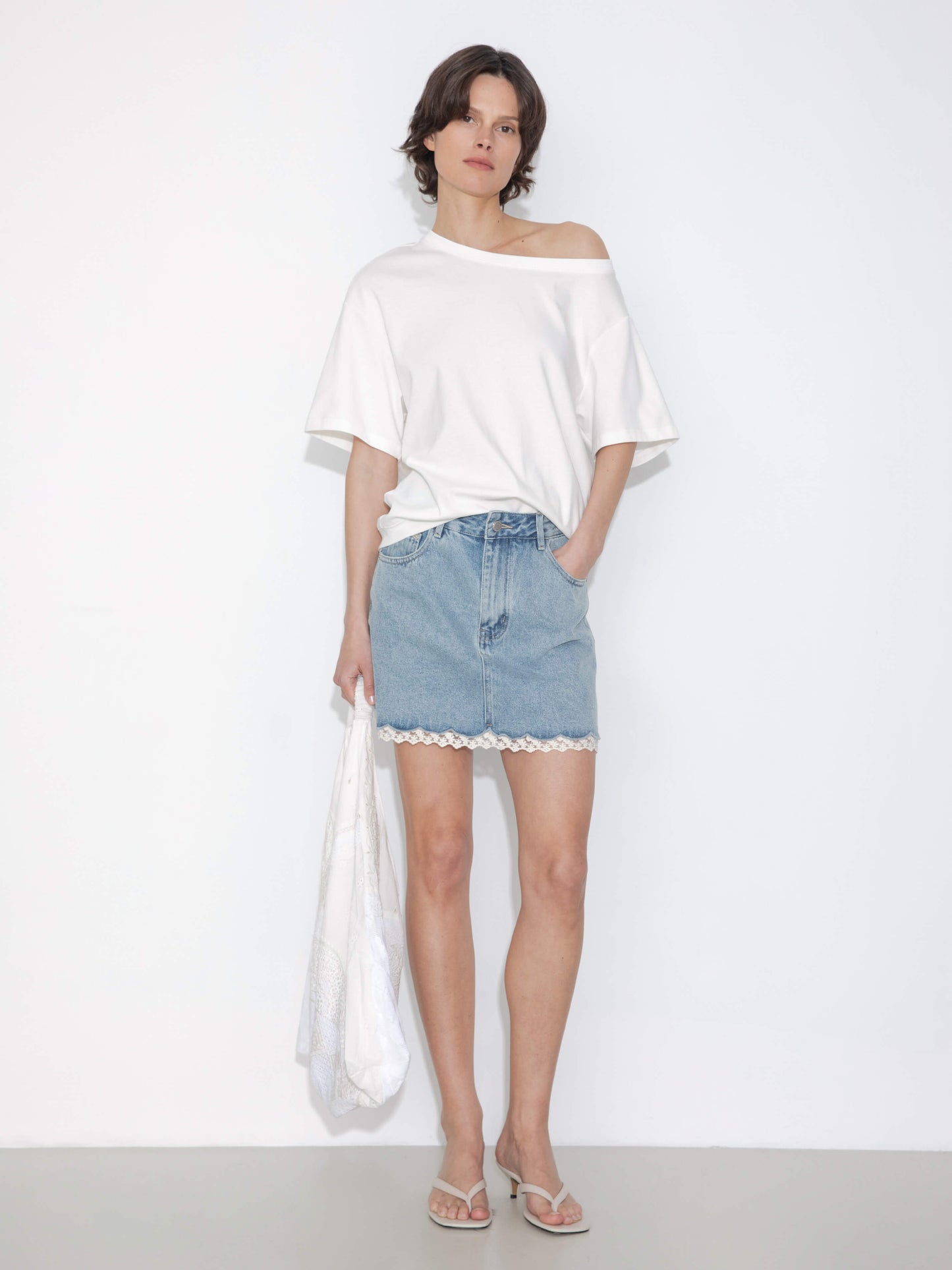 C by CUBIC Embroidered Off-Shoulder T-Shirt