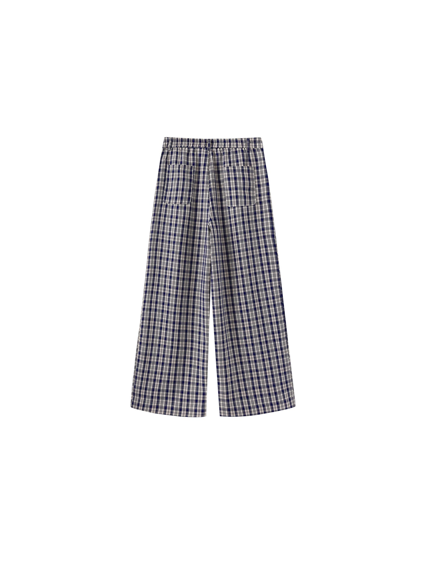 Striped Check High-Waisted Wide-Leg Casual Pants