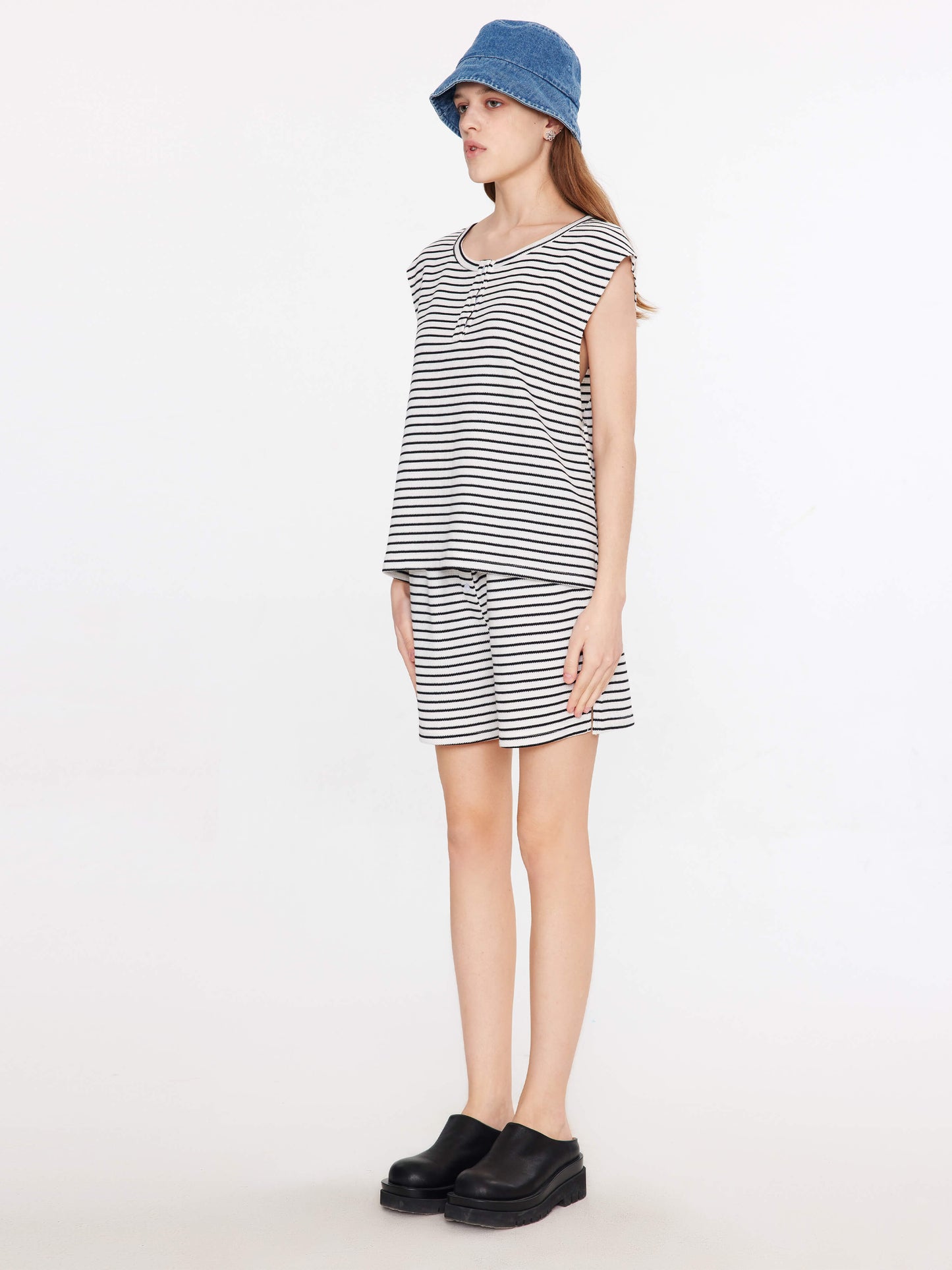 Casual Striped Vest and Matching Shorts