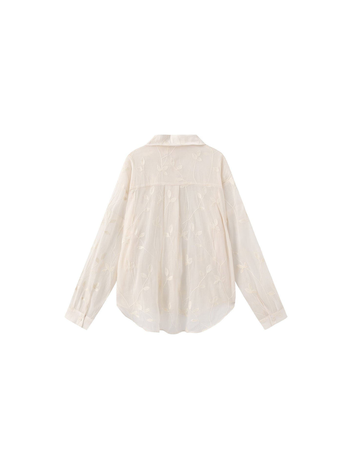 Lightweight Ice Silk Embroidered Sheer Shirt