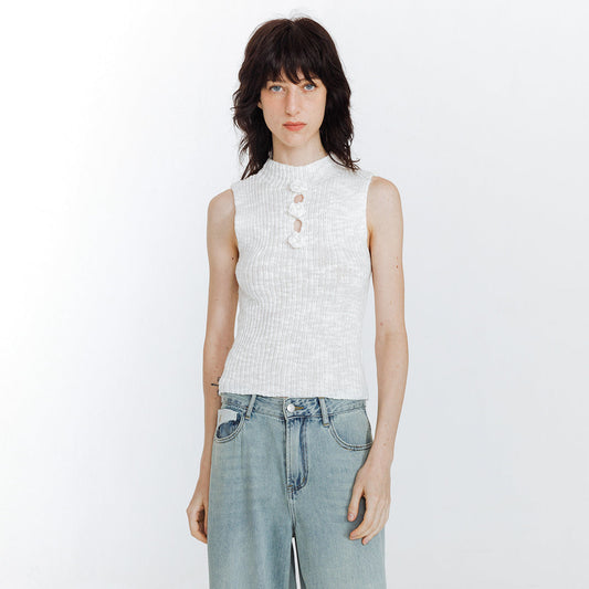 Flower 3D Sleeveless Knit Top