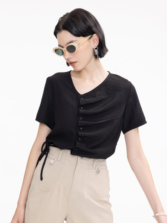 Asymmetric Button Down T-Shirt