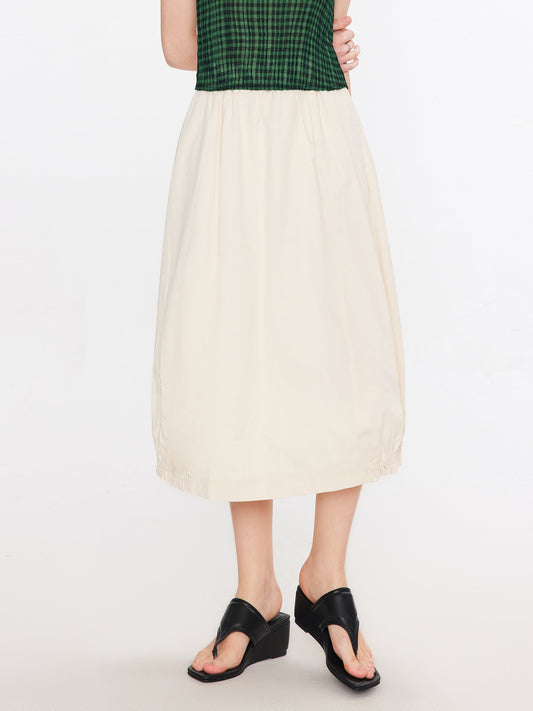 Elasticated Waist A-line Midi Skirt