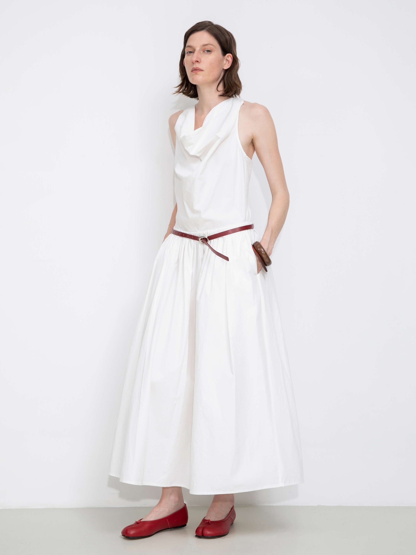 100% Cotton Halter Neck Cowl Dress