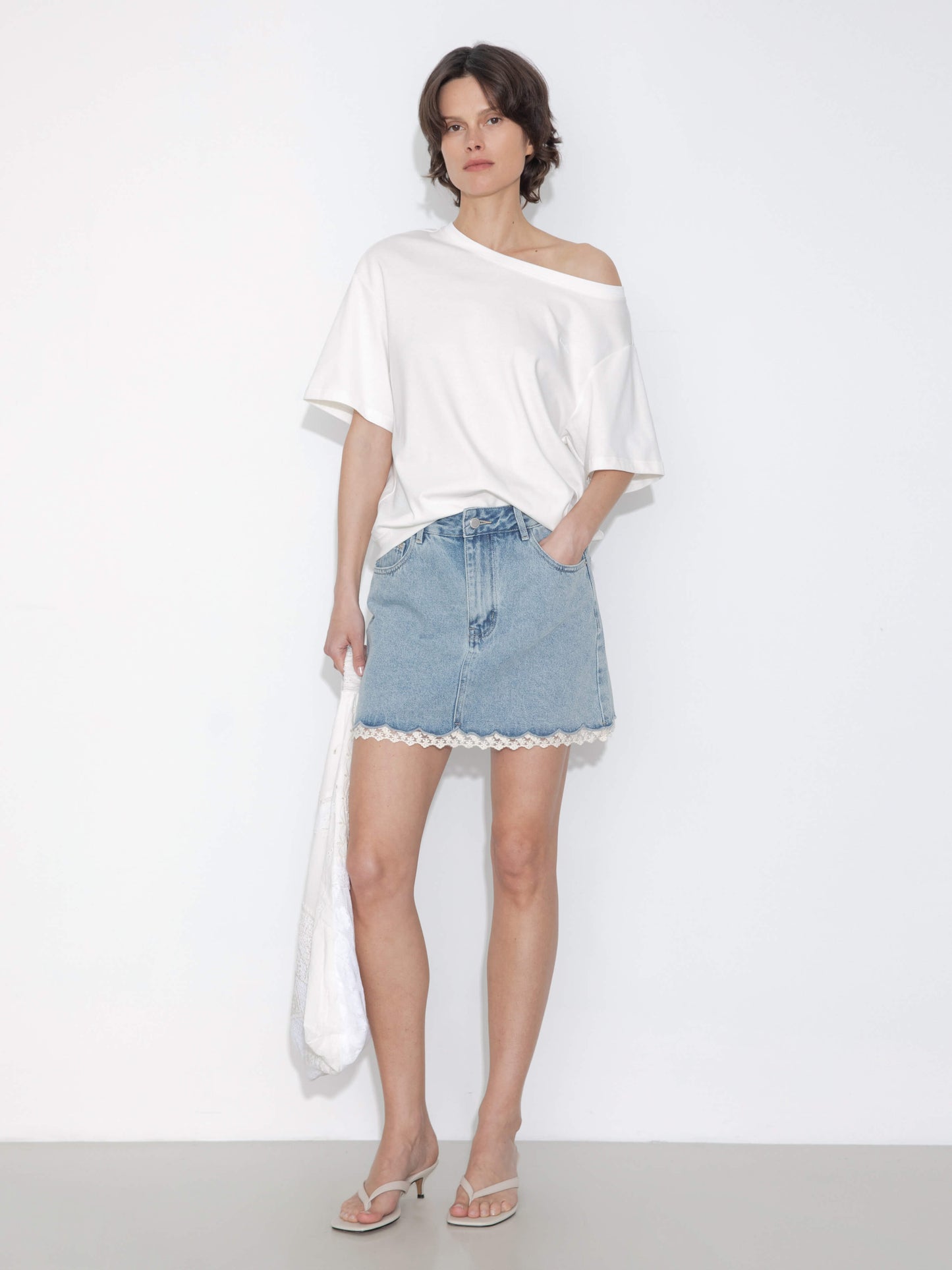 C by CUBIC Embroidered Off-Shoulder T-Shirt