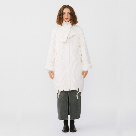 Long Duck Down Coat With Scarf