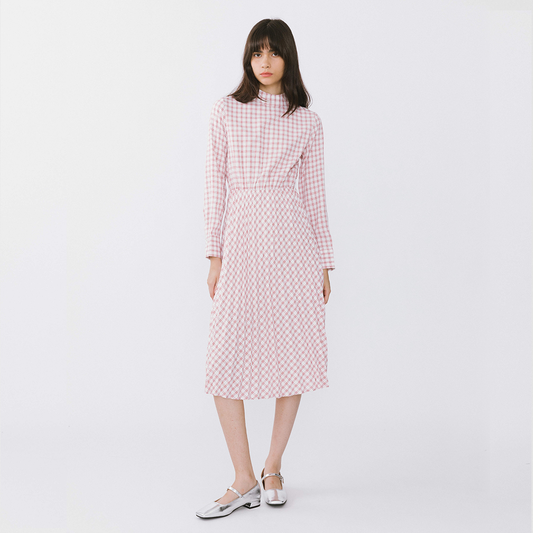 Tartan Neck Tie A-line Dress