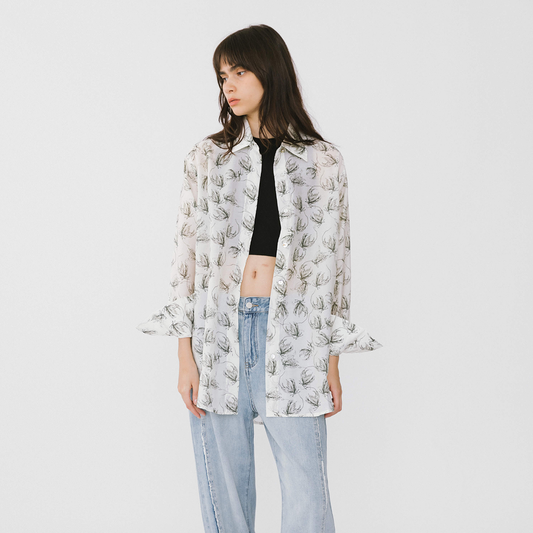 Loose Printed Sheer Shirt