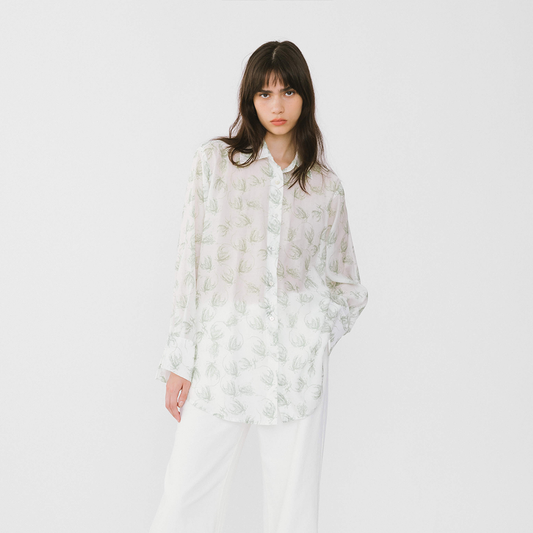 Loose Printed Sheer Shirt