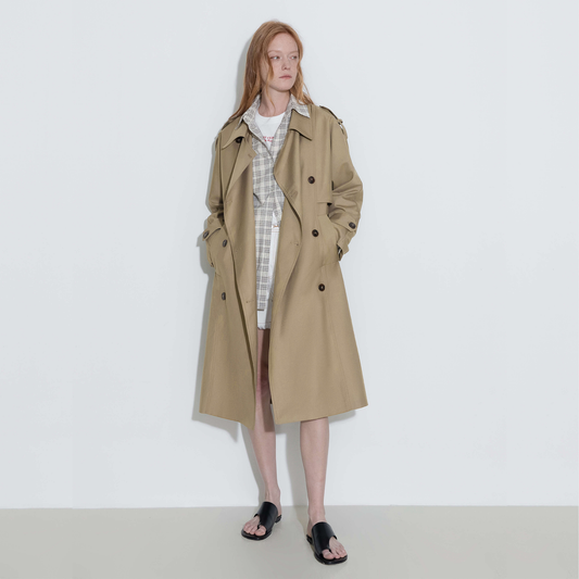 Double Breasted Trench Coat with Belt
