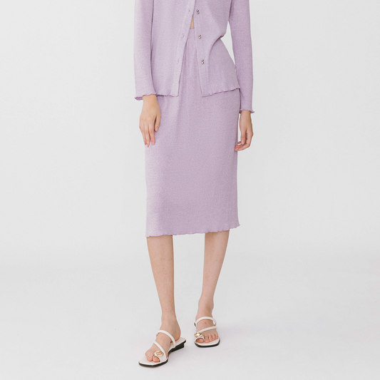 A-line Ribbed Knit Midi Skirt
