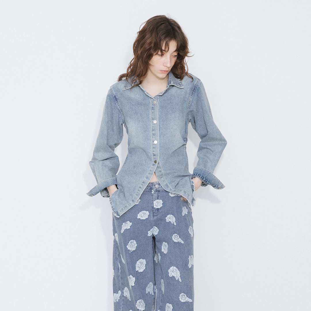Blue Denim 100% Cotton Long Shirt