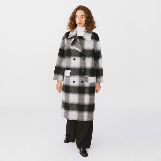 Classic Check Long Wool Coat