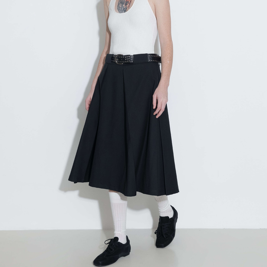 High Waist Pleated A-line Skirt