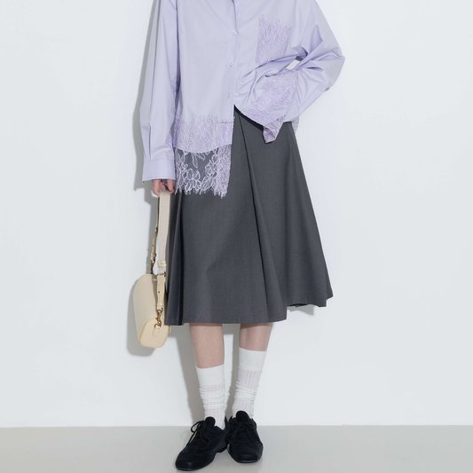 High Waist Pleated A-line Skirt
