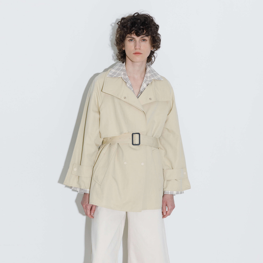 Short Length Belted Trench Coat