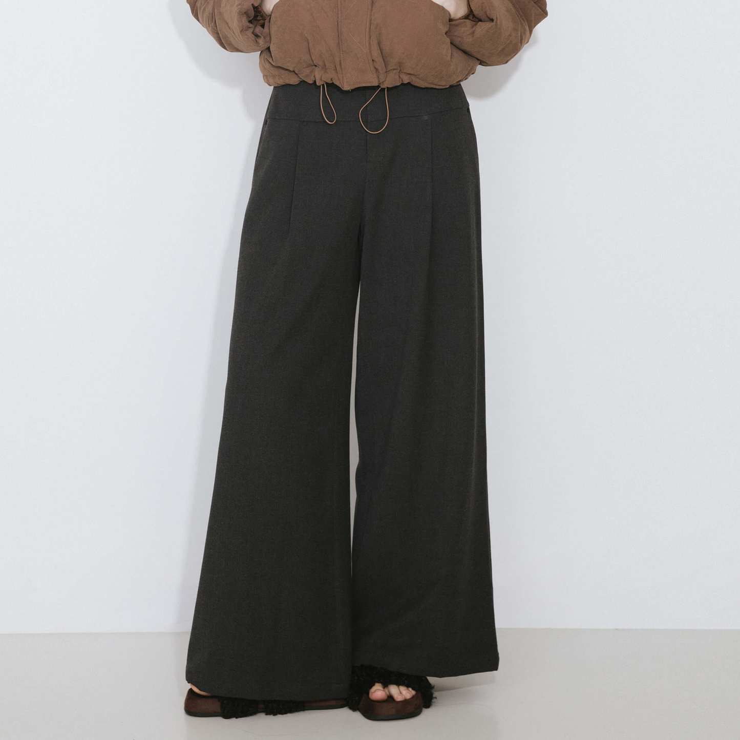 Black Slim Wide Leg Trousers