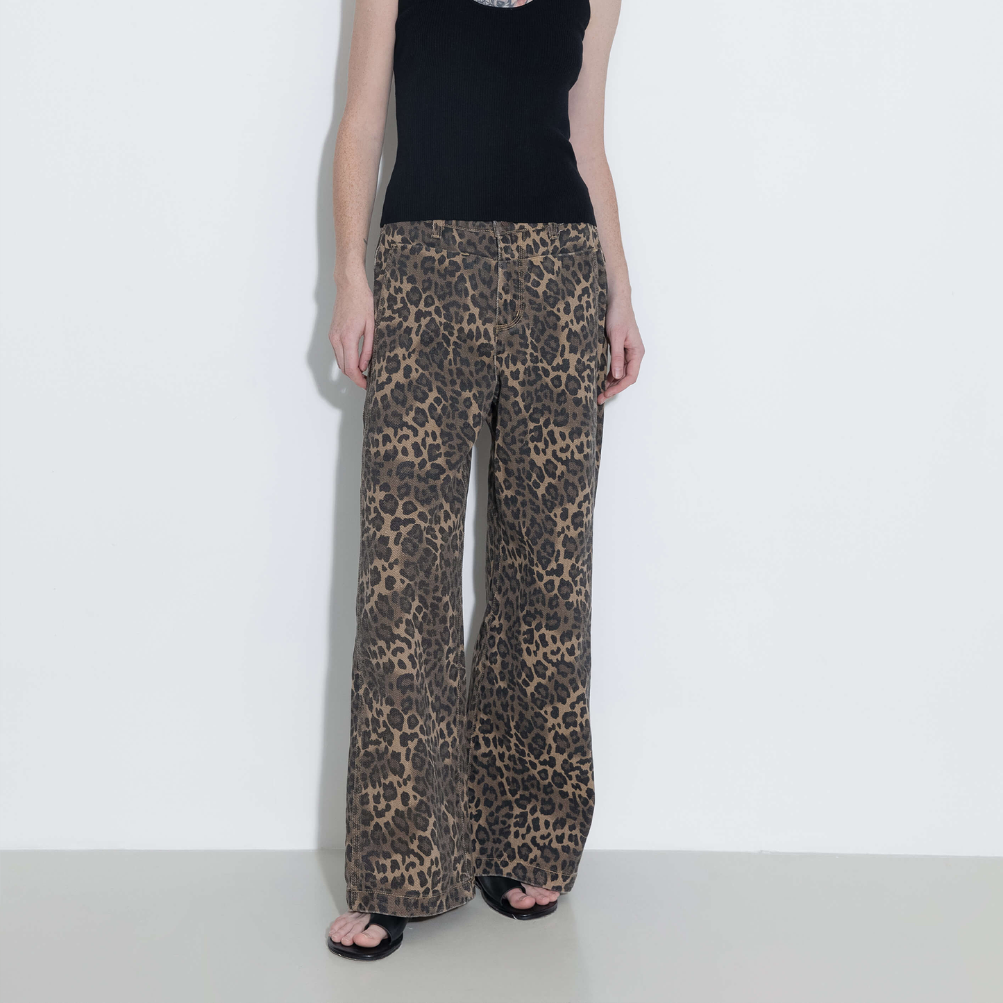 Leopard Wide Leg Denim Jeans