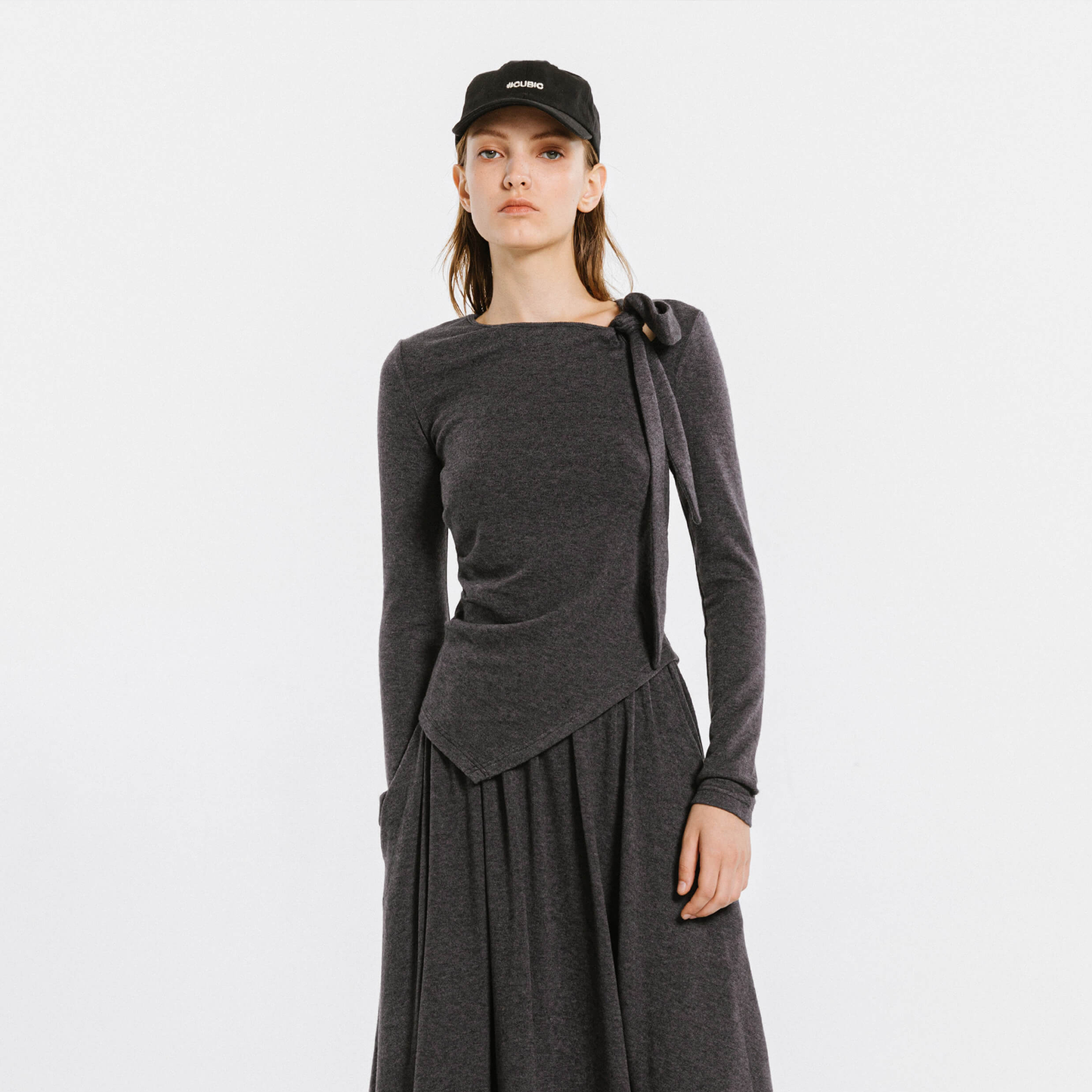 Gray Irregular Knit Top