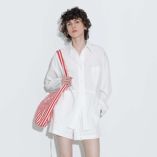 Drop Shoulder Oversized Shirt with Waist Tie