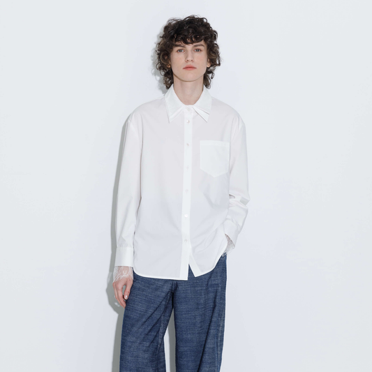 Double Wing Collar Shirt with Detachable Lace Collar