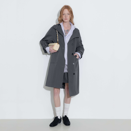 High Collar Long Trench Coat