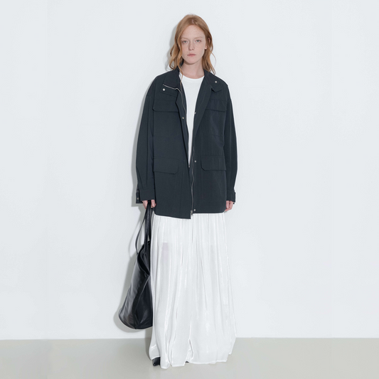 Oversized Funnel Neck Cropped Cargo Jacket
