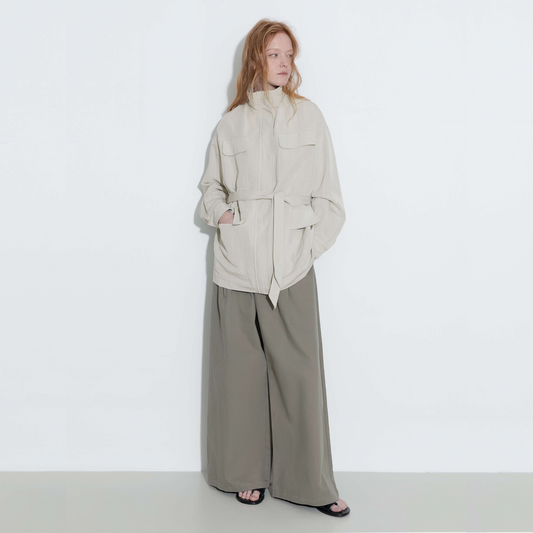 Oversized Funnel Neck Cropped Cargo Jacket