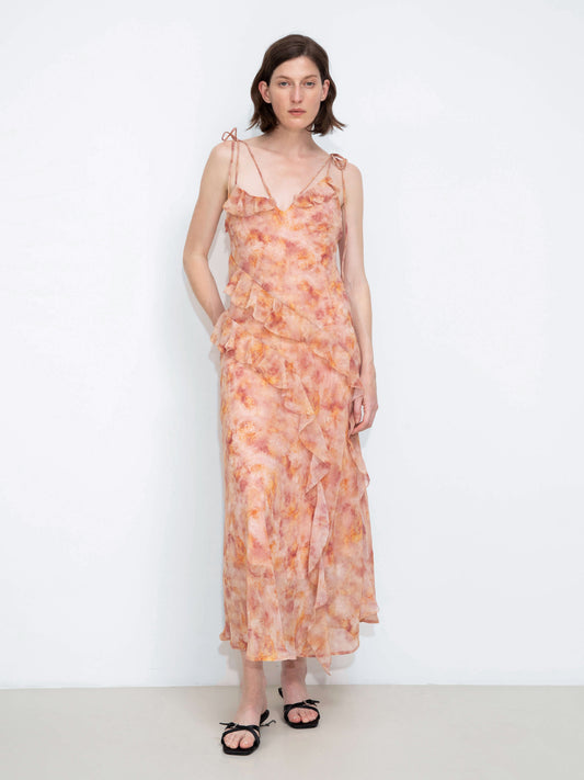 Asymmetrical Floral Print Cami Dress