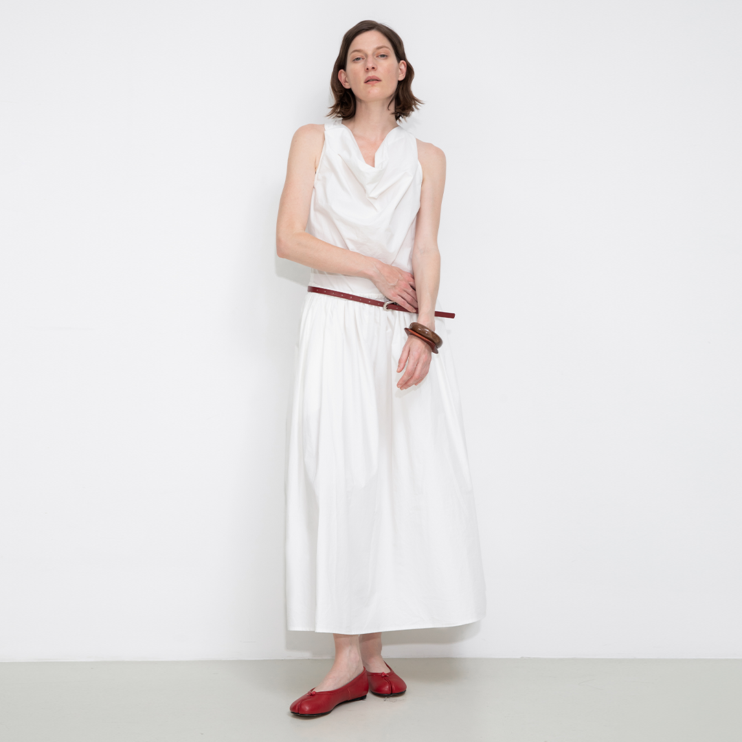 100% Cotton Halter Neck Cowl Dress