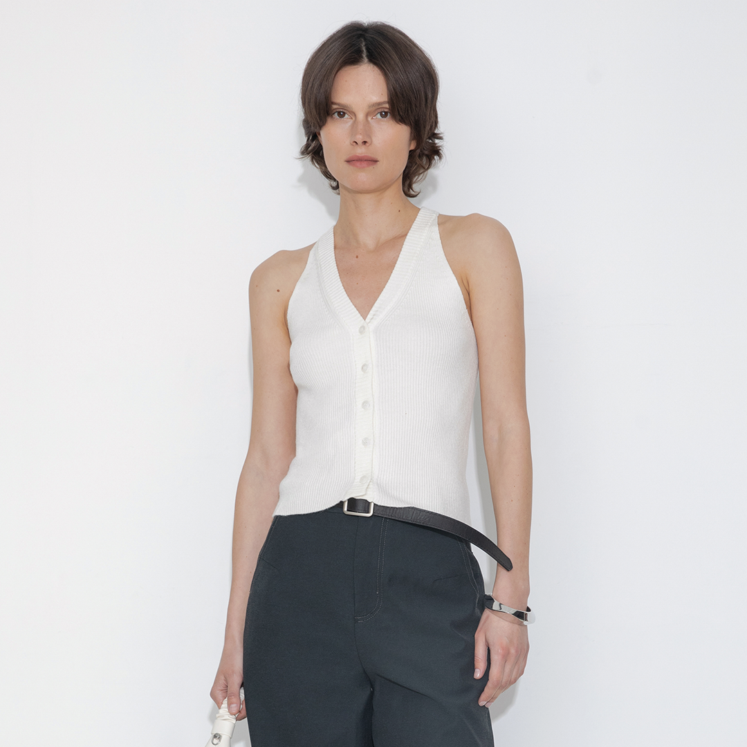 Halter Neck Off-Shoulder Cardigan Vest