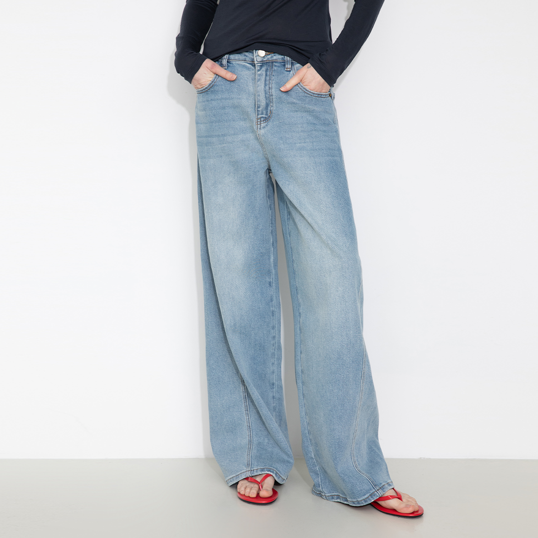 High-Waisted Wide-Leg Straight Jeans