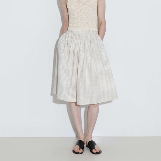 100% Cotton A-Line Midi Skirt