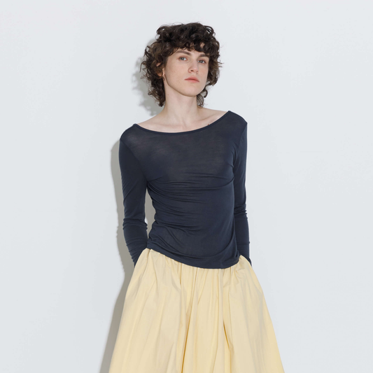 Backless Deep U-Neck Sheer Knit Top