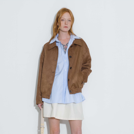 ONE BY CUBIC Elastic Hem Suede Jacket
