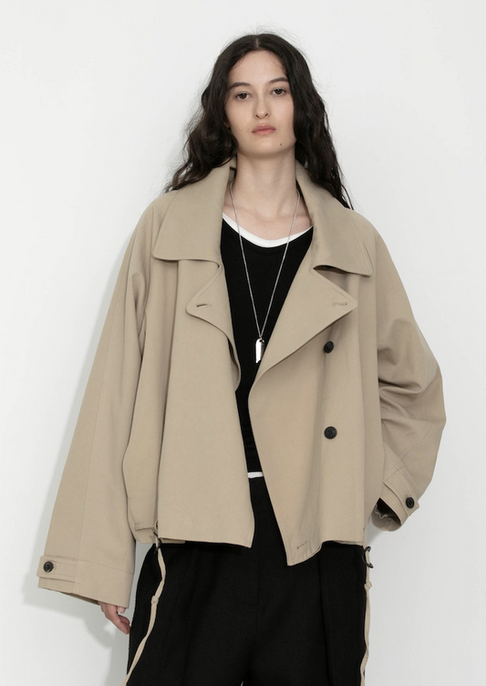 Cropped Drawstring Trench Jacket