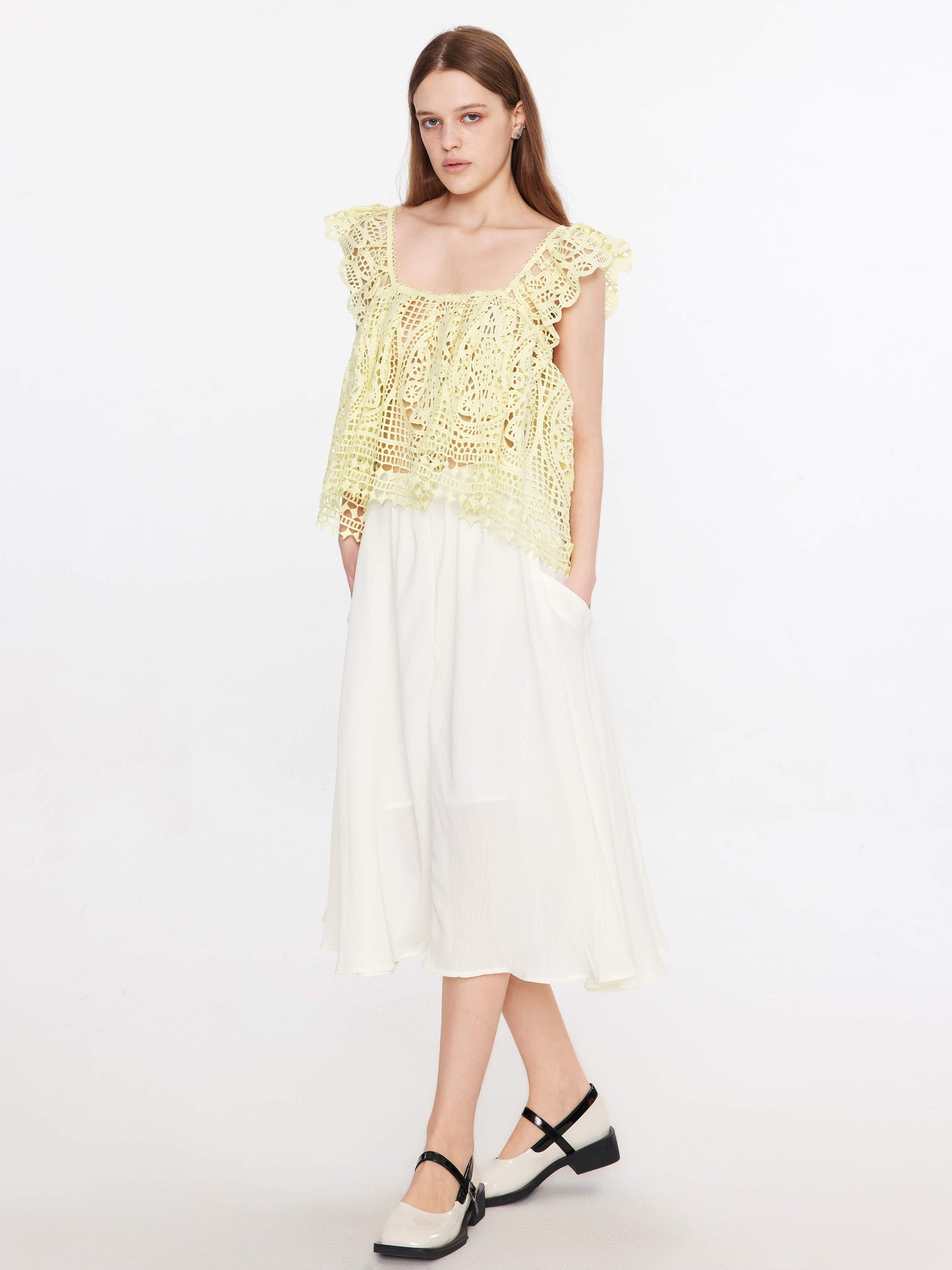 A-line Pleated Midi Skirt