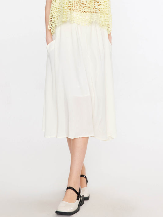 A-line Pleated Midi Skirt