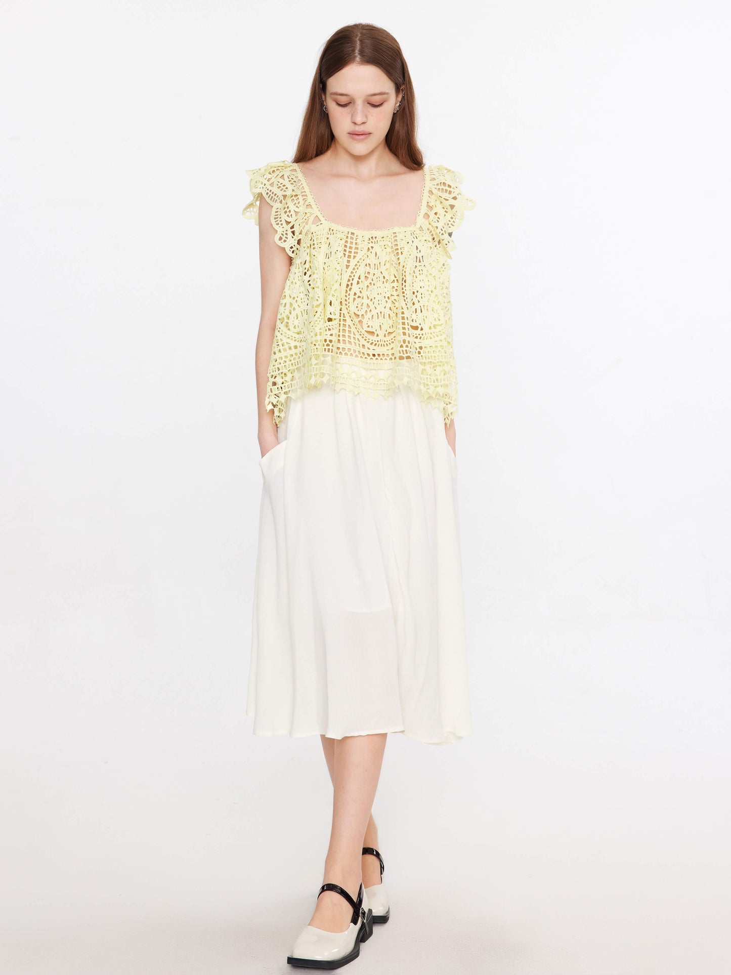 A-line Pleated Midi Skirt