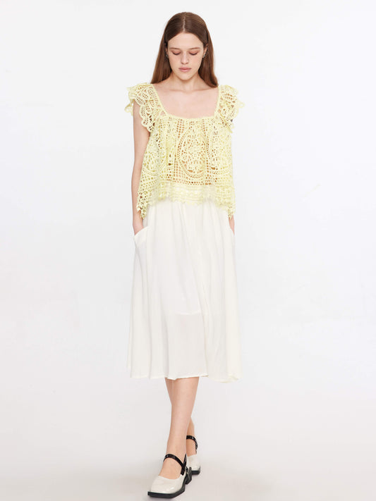 A-line Pleated Midi Skirt